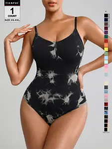 Women's Seamless Shaping Bodysuit, Tummy Control Slimming Thong Body Shaper, Adjustable Strap, Casual Style, All Seasons, Regular Length