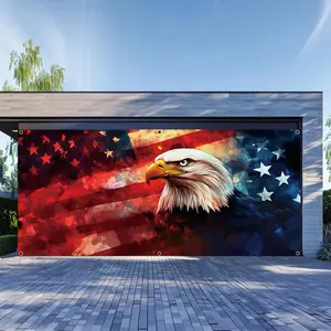 Eagle & American Flag Pattern Backdrop, 1 Count Durable Car Garage Party Banner, Outdoor Decoration Supplies for Home Garden Yard, Ornaments, Yard Sign Banner