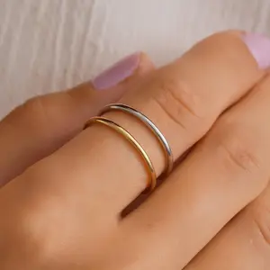 Simple Band Ring, Gold Stacking Ring, Minimalistic Band Ring, Band Engagement Ring, Simple Bridesmaid Ring, Band Wedding Ring, Simple Anniversary Ring, Gold Keepsake Ring, Layering Ring Gift for Mother, Valentines Day Ring, Band Birthday Ring