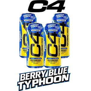 C4 Performance Energy NEW Hawaiian Punch Berry Blue Typhoon, LIMITED EDITION FLAVOR - 4 pack