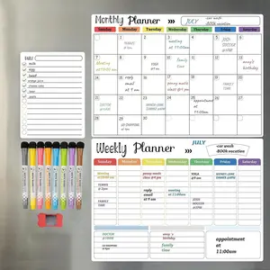 Magnetic Erasable Calendar Whiteboard Set, Monthly Weekly Planner Board, 8 Markers, Eraser, Home Office Organization Essentials