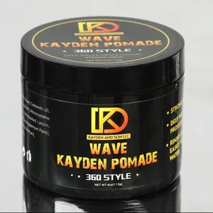 Wave Kayden promade  Natural Pomade for Men's Strong Hold and Layered Waves - Easy Wash Hair Cream, Grease for Moisture, Control and Silky Shine 4oz