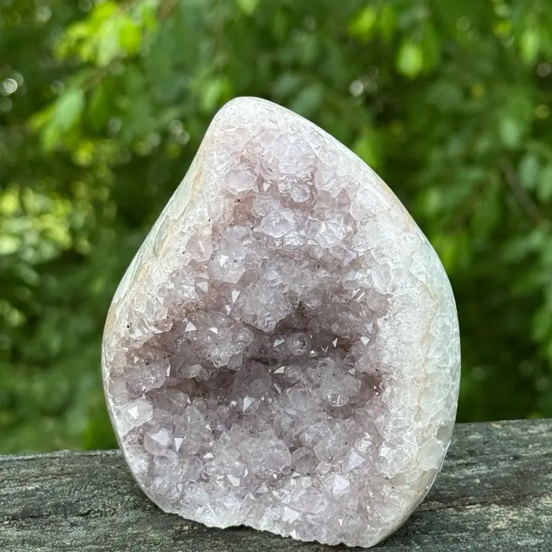 Amethyst Geode (B2) with Agate Layer - Natural Crystal Cluster Specimen