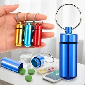 Aluminum Pill Keychain - Waterproof Portable Container for Emergency Outdoor Travel, Essential Multifunction Storage Bottle with Hook, Perfect for Camping Hiking Office Daily Carry.
