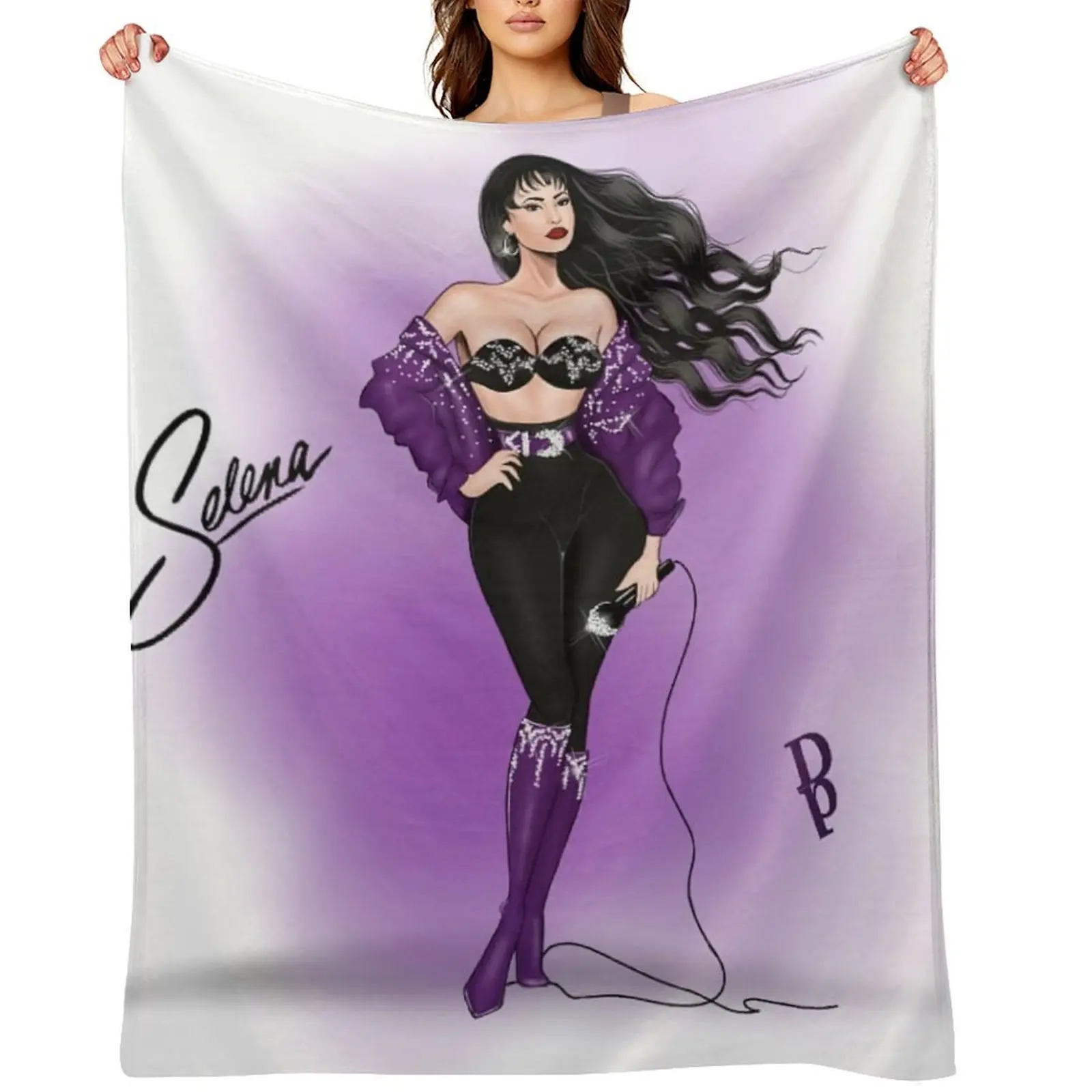 Selena Quintanilla Printed Blanket Picnic Blankets Warm Comfortable Flannel Blanket for BedroomsBeach Decor Suitable for All Seasons Blanket Gift For Adult Men Kids Girls