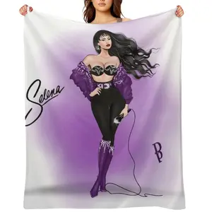 Selena Quintanilla Printed Blanket Picnic Blankets Warm Comfortable Flannel Blanket for BedroomsBeach Decor Suitable for All Seasons Blanket Gift For Adult Men Kids Girls