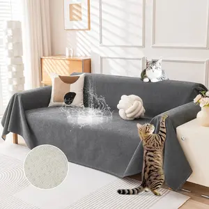 Waterproof Couch Covers for 3 Cushion Couch, Cat-Scratch Resistant Sofa Cover, Pet Friendly Anti Slip Sofa Slipcovers Furniture Protector Washable Sofa Covers, 91" x 118", Grey