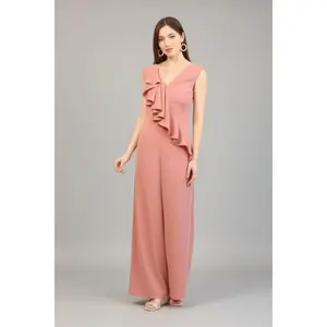 BLUSH CASCADE RUFFLE WIDE LEG JUMPSUIT