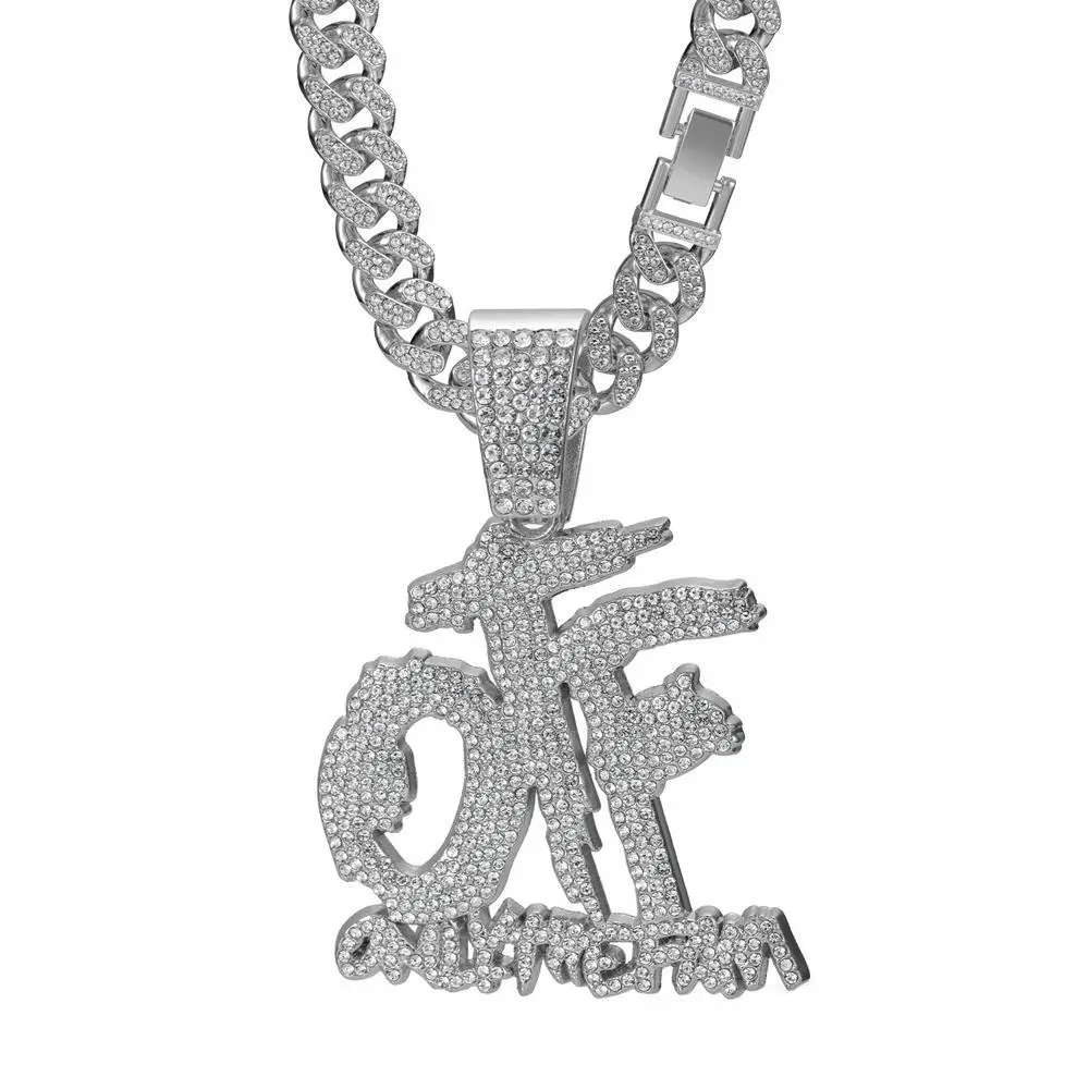 Hip Hop Jewellery OTF Letter Pendant Cuban Link Chain Necklace for Men and Women, Casual Accessory for Daily Wear and Parties