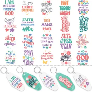 UV DTF Wrap Stickers for Motel Keychain, 8 Sheets Inspirational Christain UV DTF Transfer Sticker Bible Verse UV DTF Wraps for Hotel Keychain Waterproof UV DTF Decals UVDTF Stickers Transfers