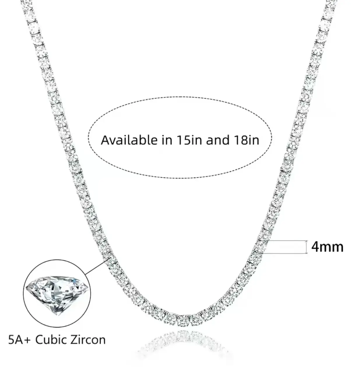 Minimalist Cubic Zirconia Tennis Necklace, Dainty Stainless Steel Chain & Link Jewelry, Unisex and Stackable for Daily Wear or Gifting, Jewelry For Women, Chains, Accessories For Women, Necklaces For Women