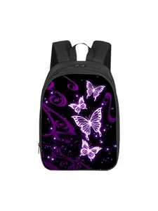 Purple Butterfly Print 14-inch Double-layer Casual Printed Backpack
