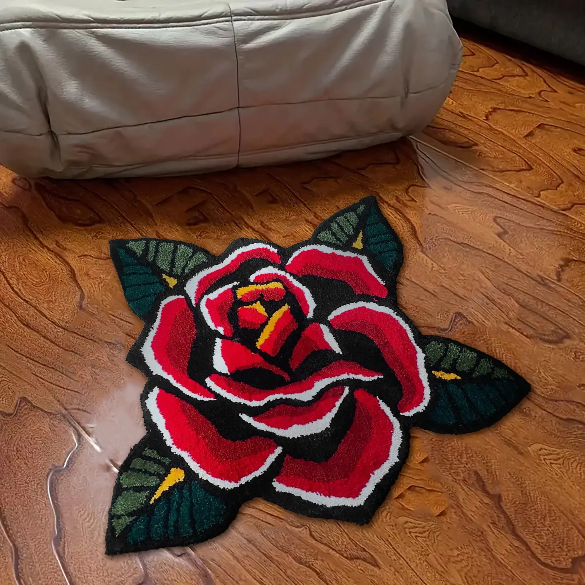 Rose Pattern Bedroom Carpet, Creative Fashion Thorn Flower Rug, Christmas Decoration Floor Mat, Holiday Gift, Festival Decor, Home Decor Rug, Floral Print Rug, Decorative Rug