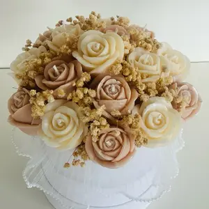 Handmade Elegant Bouquet Candle Arrangement with Rose-Shaped Candles Perfect for Gifts or Home Décor