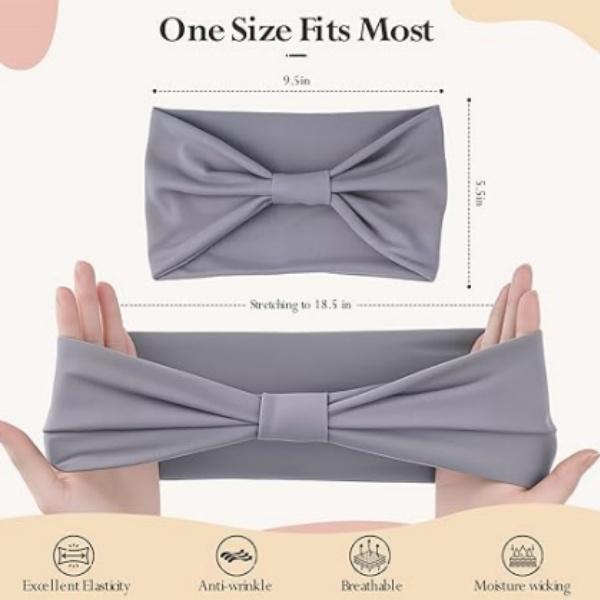 6-Pack Headbands for Women, Wide Elastic Head Bands, Non-Slip Thick Hair Bands, Sports Stretchy Sweat Bands, Large Knotted Soft Headband for Washing Face, Makeup, Workout, Spa, Running, Fashion