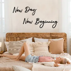 4pc New Day New Beginning Metal Wall Art - Metal Wall Art Home Decor, Housewarming Gift, Family Decor, Family Wall Art For Her/Him, Aesthetic Wall Decoration Retro Metal Hanging Ornament, Bar Kitchen Coffee Sign Hangable Room Artistic Print