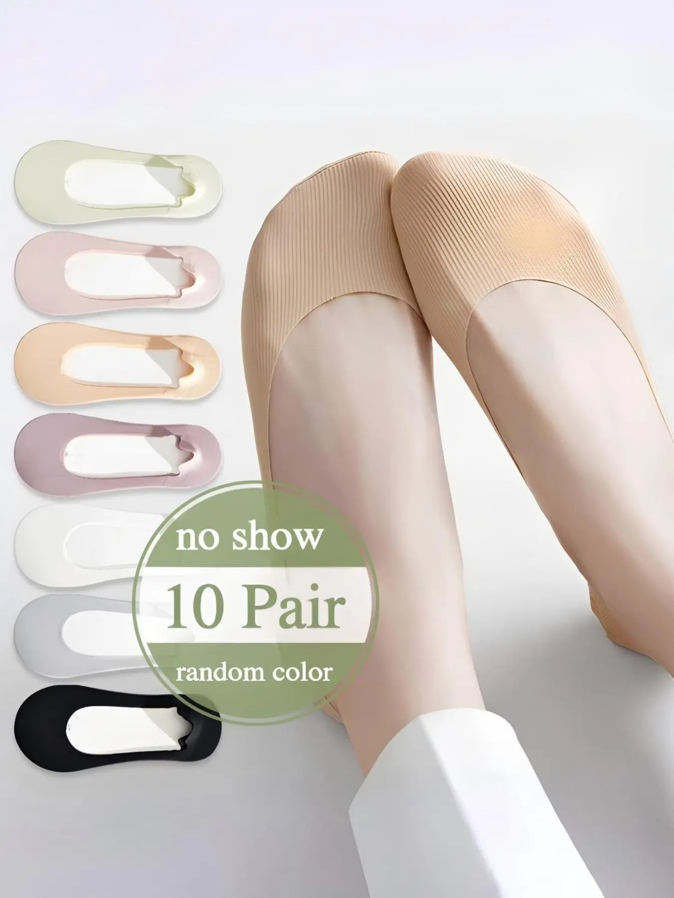 10 Pairs No-Show Socks for Women, Non-Slip Invisible Socks Perfect Fit for High Heels, High Stretch Breathable Fabric Everyday Casual Boat Socks, Daily Summer Socks