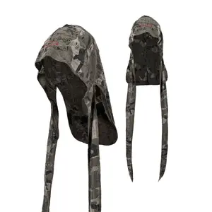 Vintage Camo Durag with Long Tails, Distressed Grunge Y2K Streetwear Head Wrap