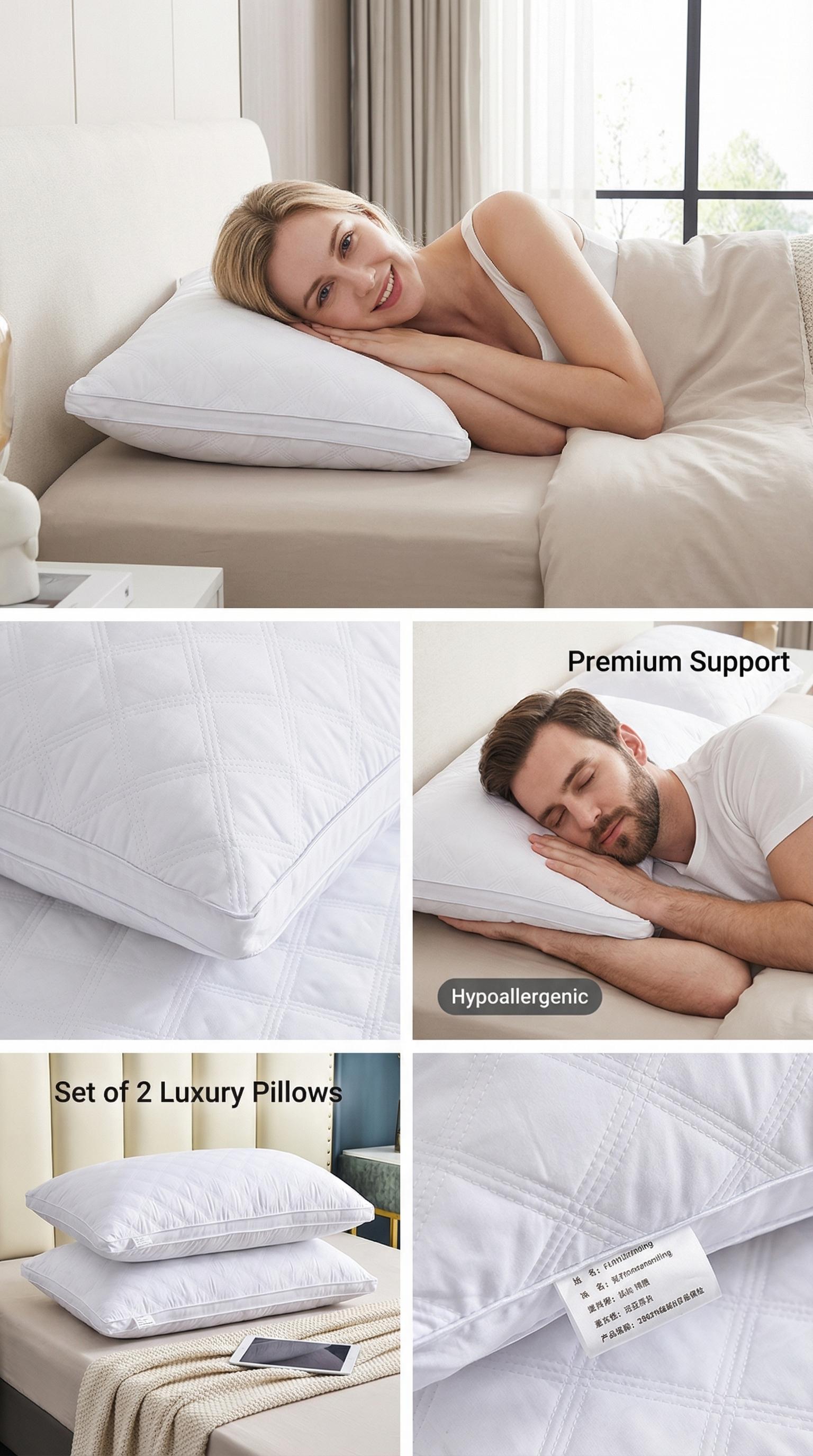 Hotel Luxury at Home - 2 Pack Ultra Soft Bed Pillows, Cloud-Like Comfort for All Sleep Positions Hotel Luxury at Home - 2 Pack Ultra Soft Bed Pillows, Cloud-Like Comfort for All Sleep Positions