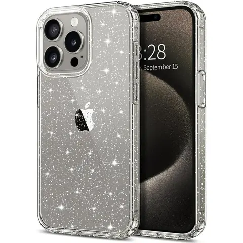 Entronix Case for Apple iPhone 18/17/16/15/14/13/12/11/X Air/Plus/Pro Max - Cute Sparkly Glitter Clear Cover, Smartphone Accessories Protective Dustproof