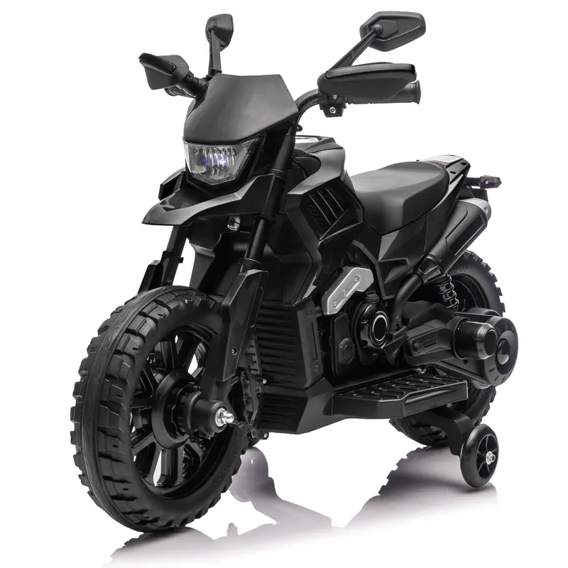 6V Rechargeable Compact Kids Electric Motorcycle Ride-On Toy, Ages 2-5, Toys for Boys/Girls, Training Wheels, Headlights, Built-in Music, 2-5mph Adjustable Speed, Durable Plastic, Simple Controls, Quick Start, Holidays Birthday Gift