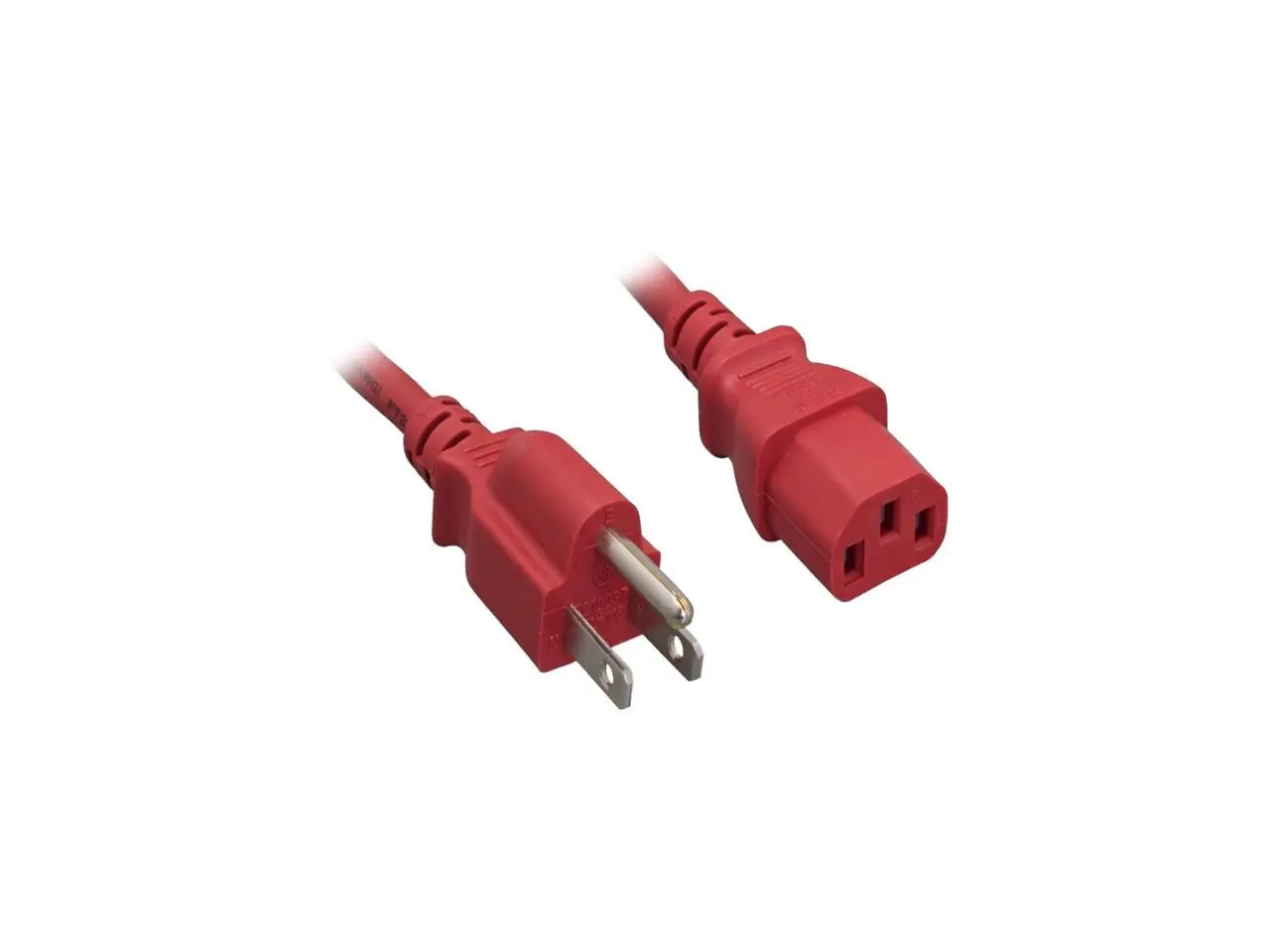 Nippon Labs 18 AWG Red Standard Power Cord NEMA 5-15P to C13, NEMA5-15P/IEC320 C13, SJT, 10A, 125V, 3ft.