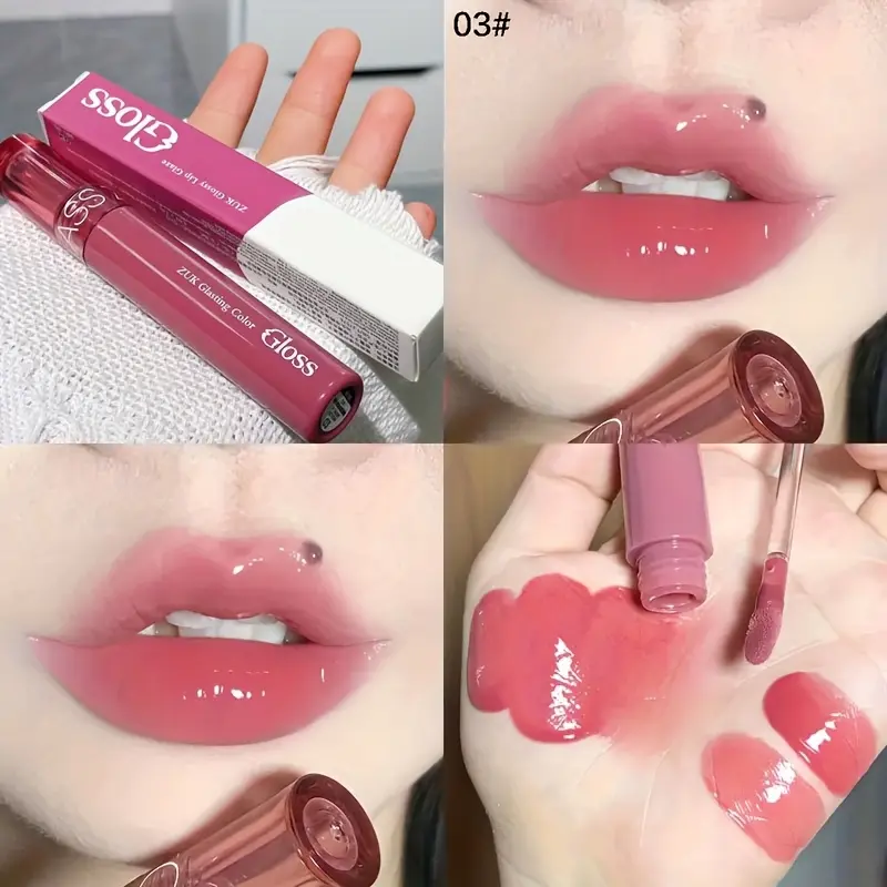 Glossy, Light honey glaze mirror lip glaze glass sense water light moisturizing Hydrating lip gloss non-sticky daily lip gloss Glossy Balm