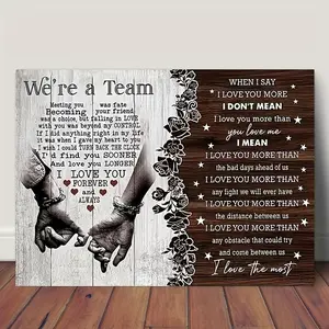 Wooden Framed Canvas Painting Couple Canvas Poster I Love You Couple Gift,  Pictures Print Painting Wall Art For Home Or Office Bathroom Living Room Decor Inspirational Quotes Canvas Wall Art  Ready To Hang Anniversary Ornaments Decoration Artistic Photo