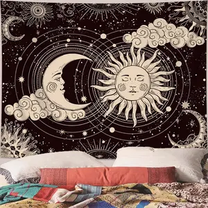 Sun & Moon Pattern Tapestry, Durable Decorative Tapestry, Modern Galaxy Printed Wall Hanging, Wall Decor for Home Living Room Bedroom Dormitory