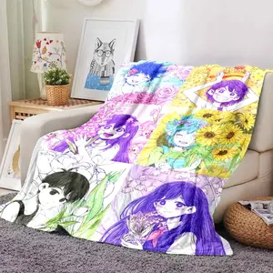 Omori Themed Printed Plush Blanket - Anime-Style, Illustrated Character, Plush Decorations, Snuggly All-Season Bedding for Bedroom - Warm Home Decor, Holiday Gift Option - Model TTL0966, Anime-Style Blankets, Illustrated Character Blankets