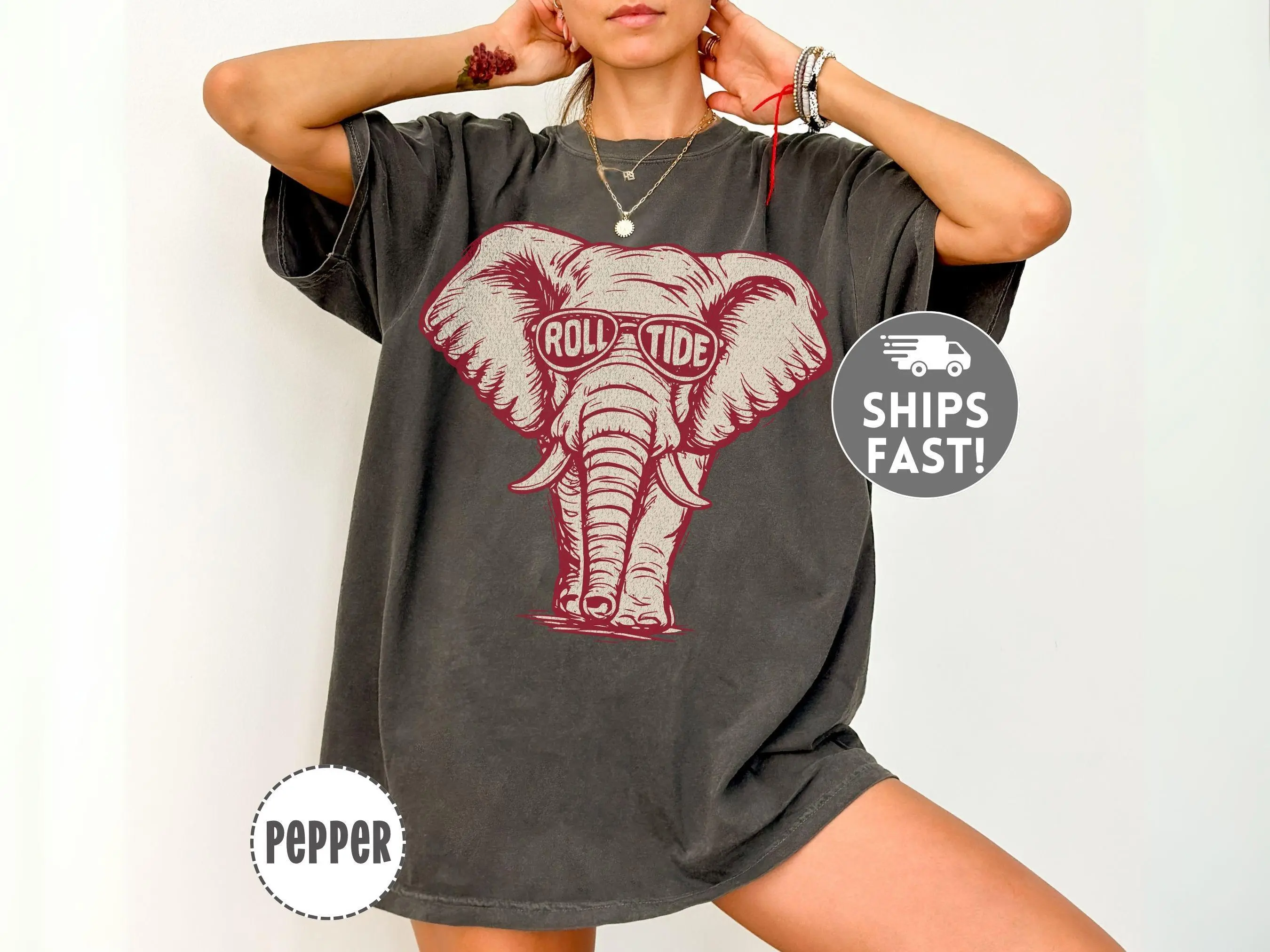 Alabama Football Shirt Comfort Colors Elephant Tee Vintage Washed Alabama Football Tshirt Oversized Game Day Sweatshirt Hoodie Cotton Trending