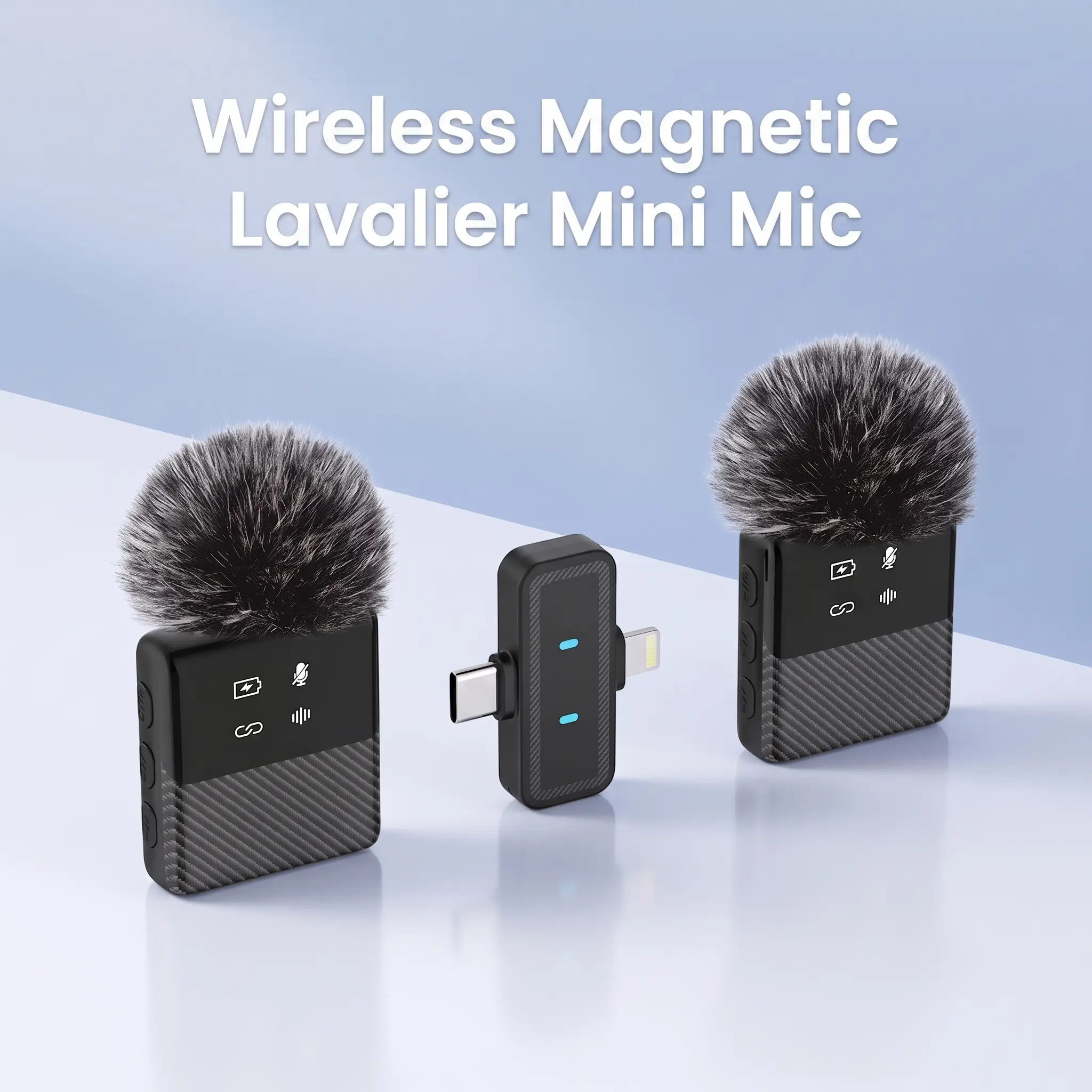 NexPod 2-Pack Wireless Magnetic Lavalier Microphone for iPhone, Android,Mini Clip-On Mic for Video Recording TikTok Interview,Teaching, Conferences, and Vlogs,Noise Cancelling,