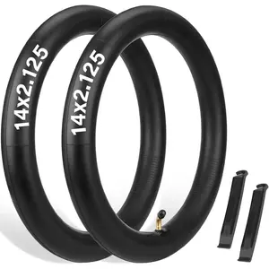 KTINEIC 2 Pack 14 x 2.125 Bike Inner Tube 14 x 2.125 Electric Bike Replacement Tubes with Angled Valve Stem 14 x 2.125 Fat Bike Tire Tube with Tire Levers for E-Bike,Electric Scooters, and 14-Inch Bike