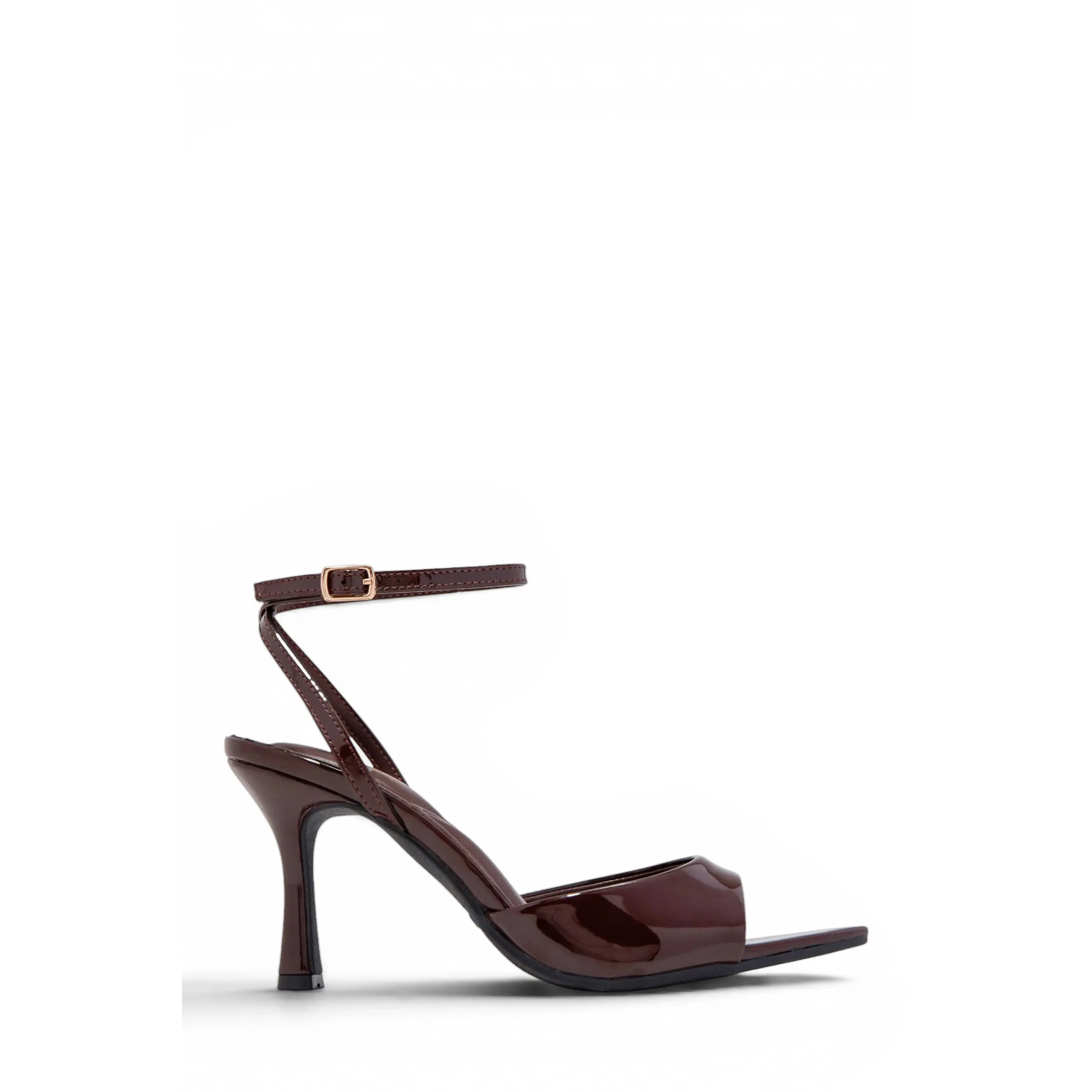 Melissa Ankle Strap Single Sole Heels - Brown