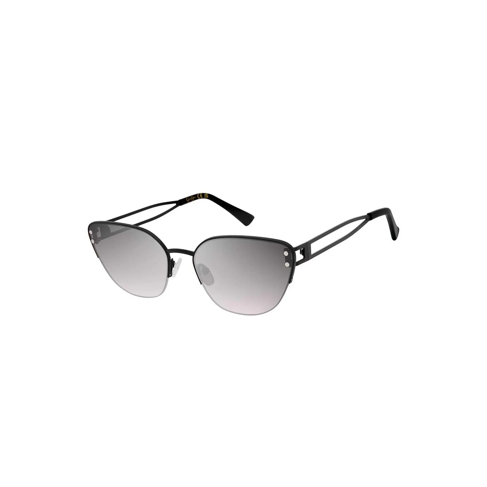 Metal Cutout Cat Eye Sunglasses in Blackout