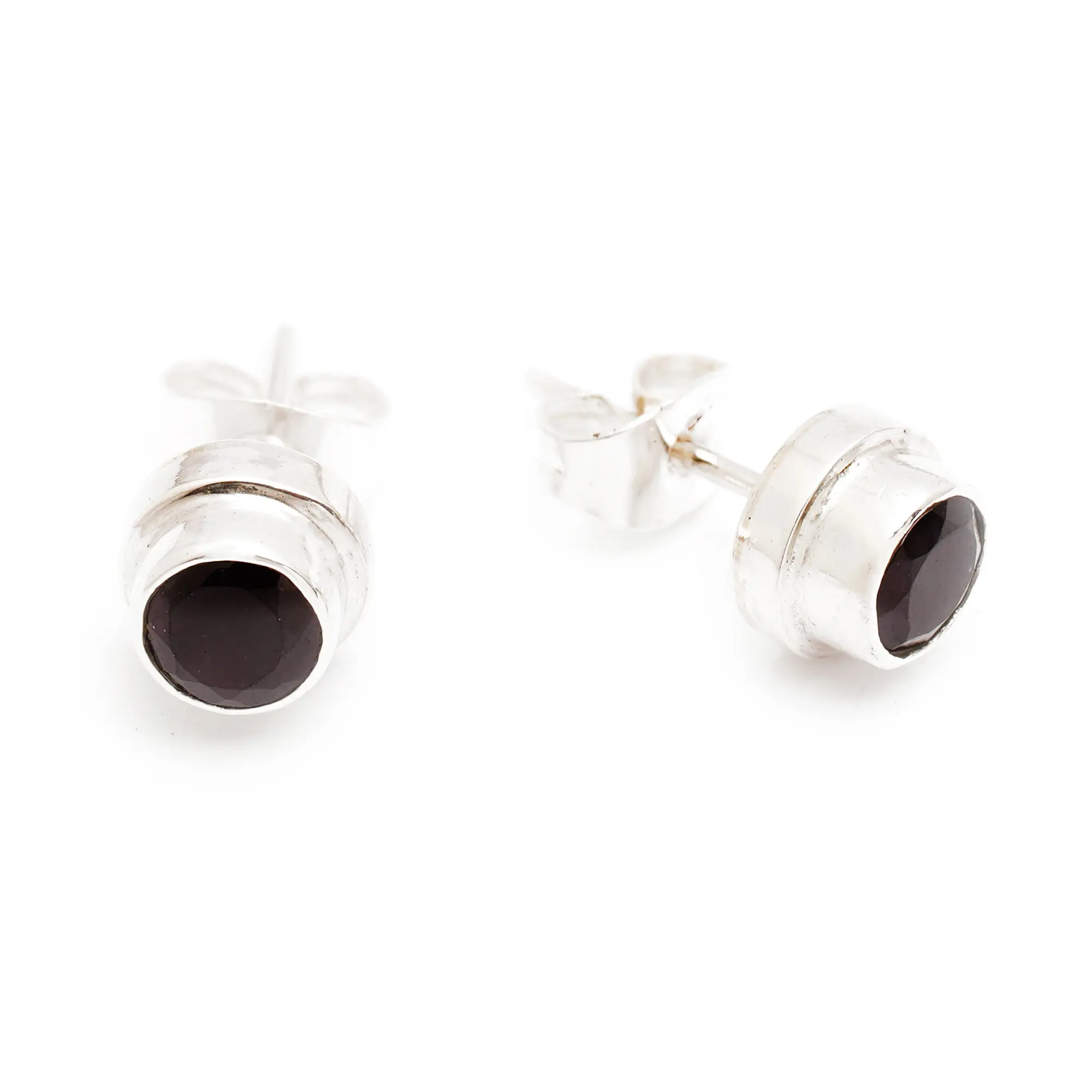 Novica Artisan Handmade Garnet Stud Earrings | Genuine .925 Sterling Silver | Bali Red Indonesia Birthstone | 'Red Simplicity'