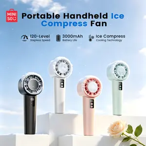 Miniso Portable Turbo Fan with Ice Cooler, Powerful 10000 RPM, Speed (1-120), Up to 8Hrs Cooling, Rechargeable Personal Fan, Small Pocket Hand Fans for Travel/Outdoor/Home/Office