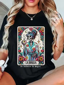 100% Cotton Unisex The Witch No Cafecito No Magic T-Shirt Casual Top