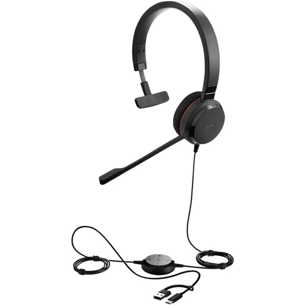Jabra Evolve 30 II Over-Ear Mono Wired Headset - Noise Cancelling, Digital Call, Microsoft Teams Compatible, USB-A/Type-C Connector, Headphone