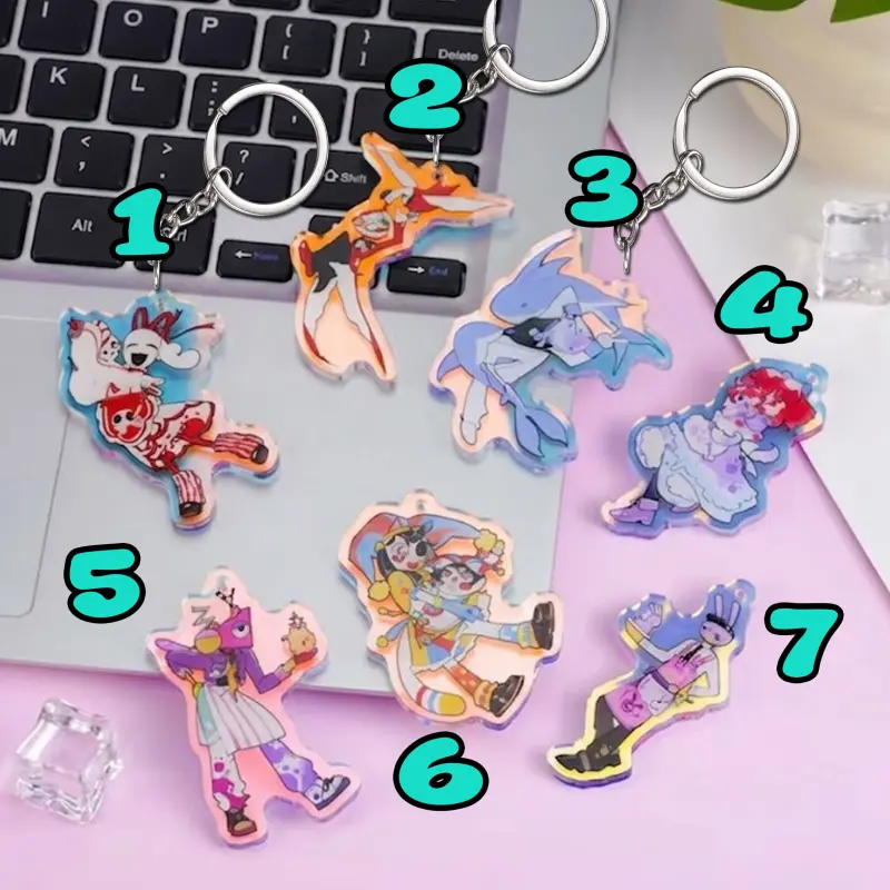 The Amazing Digital Circus Iridescent Acrylic Keychain Set, Pomni Jax Caine Gangle Charms, Cute Gamer Bag Gift