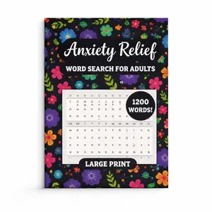 Anxiety Relief Word Search Notebook for Women Adults & Seniors Large Print 1200 Words Positive Puzzles with Inspirational Quotes and Answers