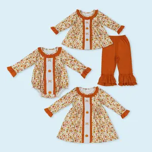 Fall pumpkins kids girls matching outfit