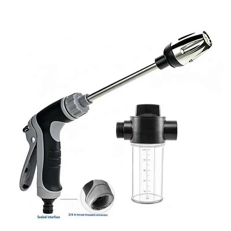 Thickened stainless steel rod, adjustable garden water pipe nozzle, portable high-pressure water gun, multi-purpose accessory for car washing and pet cleaning