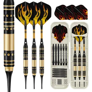 3 Pack Professional Soft Tip Darts Set Plastic Tip Includes Extra Tips Flights Shafts & Case Accessories for Electronic Dart Board for Adults