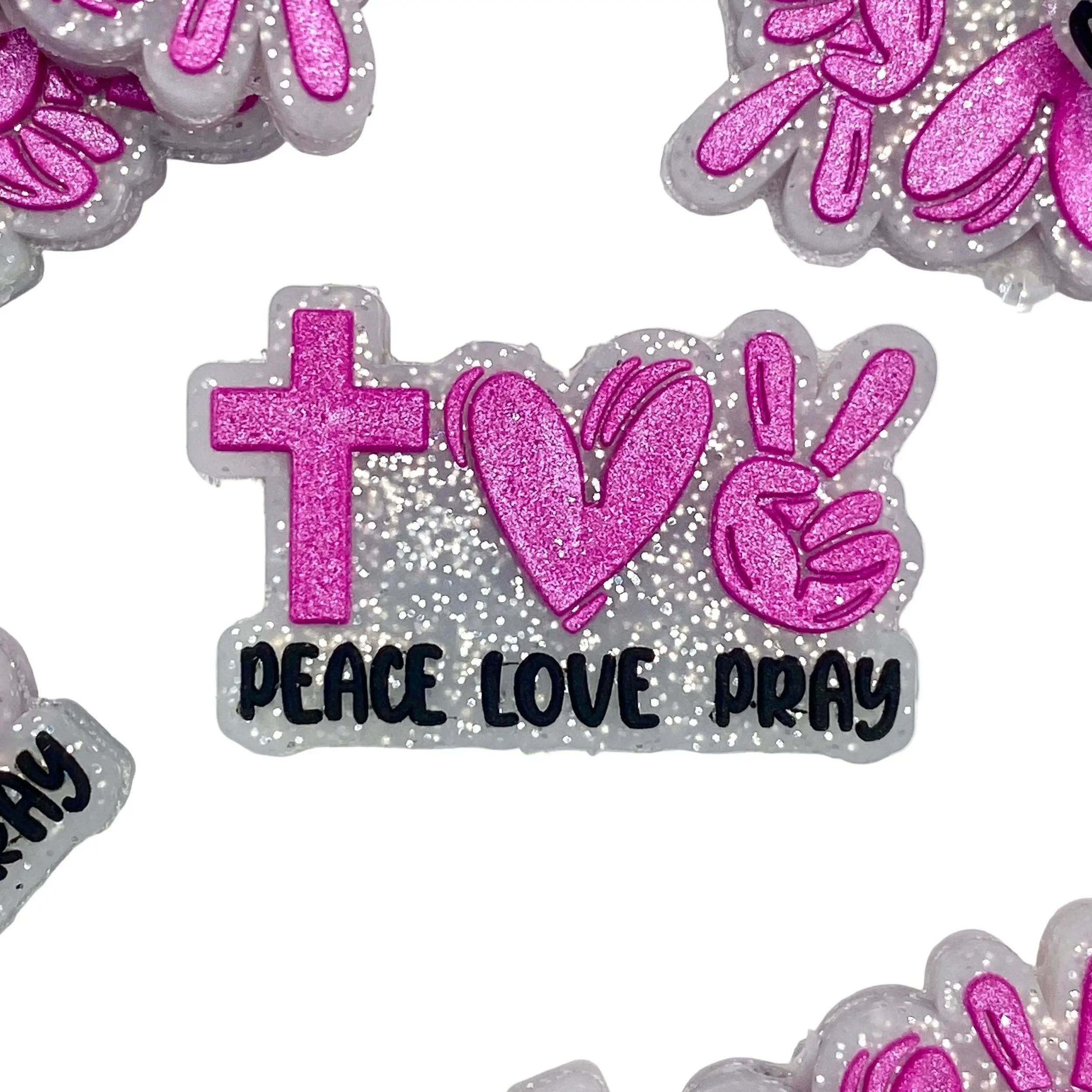 1pc Peace Love Pray Silicone Focal Beads - Christian Christ Crafting & DIY Supplies for Beaded Keychains