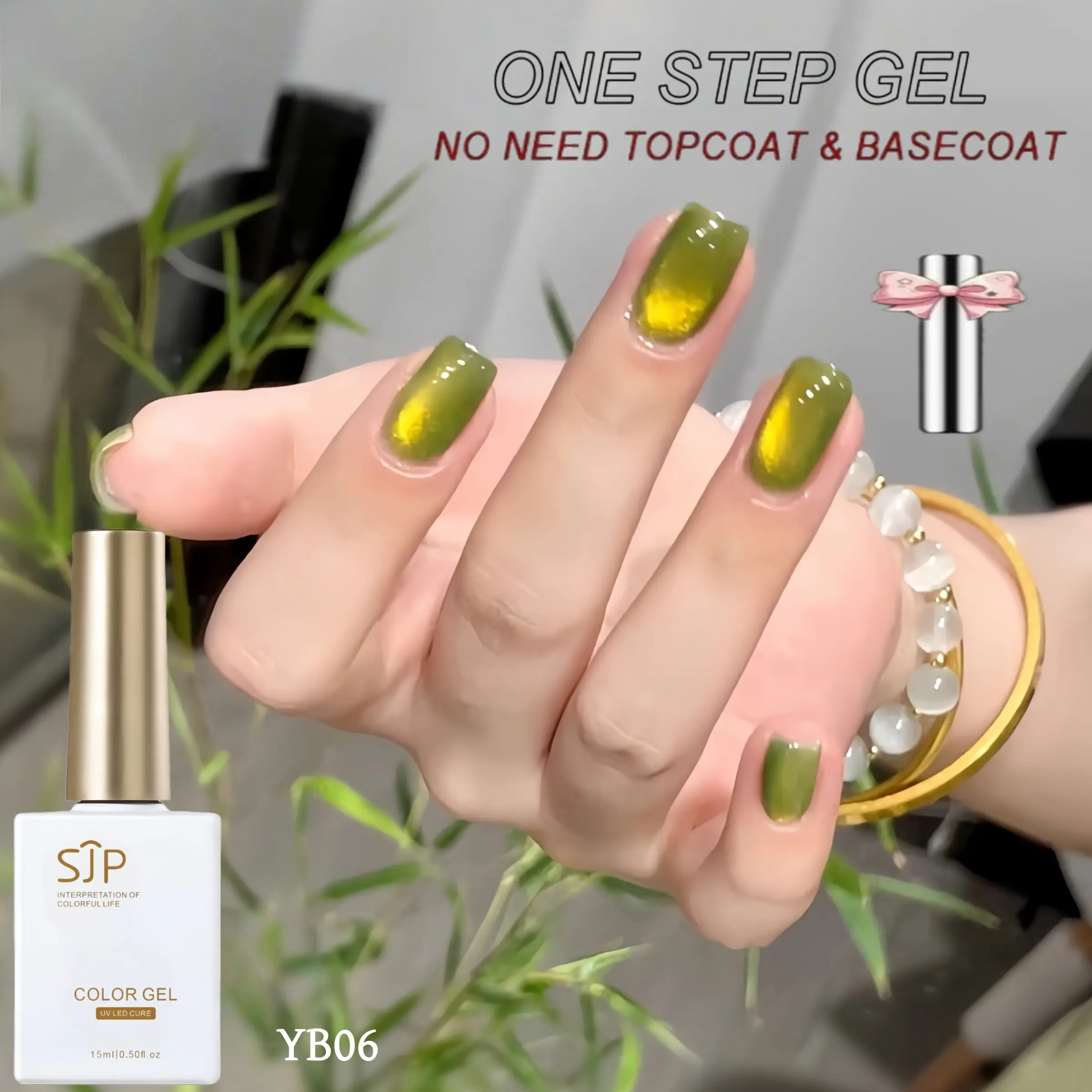 One-Step Cat Eye UV Light Gel Nail Art Polish, No Top Coat Needed, No Base Gel Needed, Soak off LED Manicure, Perfect Gift for Women, Free Magnetic Stick Included
