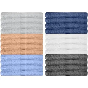 24 Pack Multicolour Wash Cloths for Bathroom, Spa, and Gym Towel, Extra-Absorbent Flannel Face 100% Cotton(12x12)