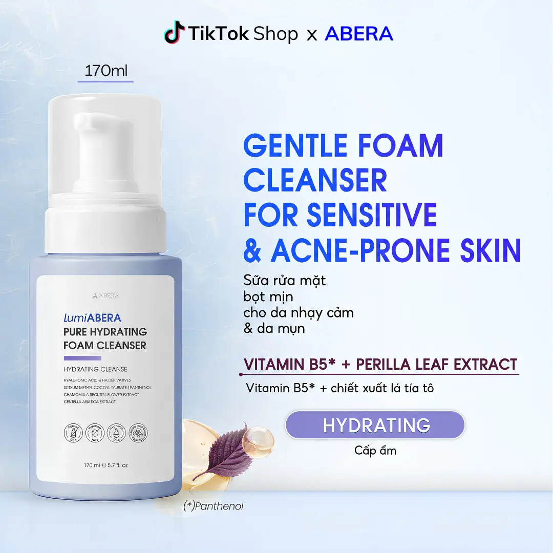 [GIFT] LumiABERA Hydrating Foam Cleanser FULLSIZE 170ml - HA Complex & Panthenol - For Dry & Sensitive Skin