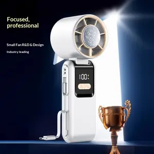 Mini Handheld Fan Portable Foldable Refrigeration Handheld Turbo Fan 12 Hours Cooling,  Digital Display, USB Charging, Suitable for Travel, Indoor Use, And Office Desk Usage