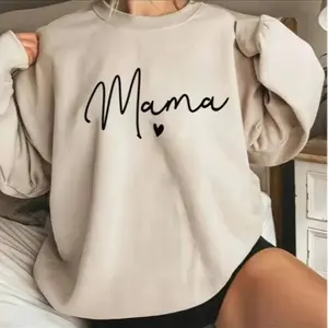 Soulful - Trendy Mama Sweatshirt, Cute Heart Script Mama Crewneck Sweater, Fall Mom Gift, Cozy Fall Mama